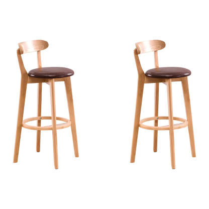 Cotton Backrest Wood Bar Stool