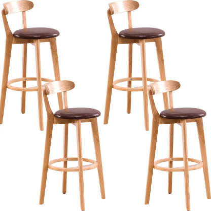 Cotton Backrest Wood Bar Stool