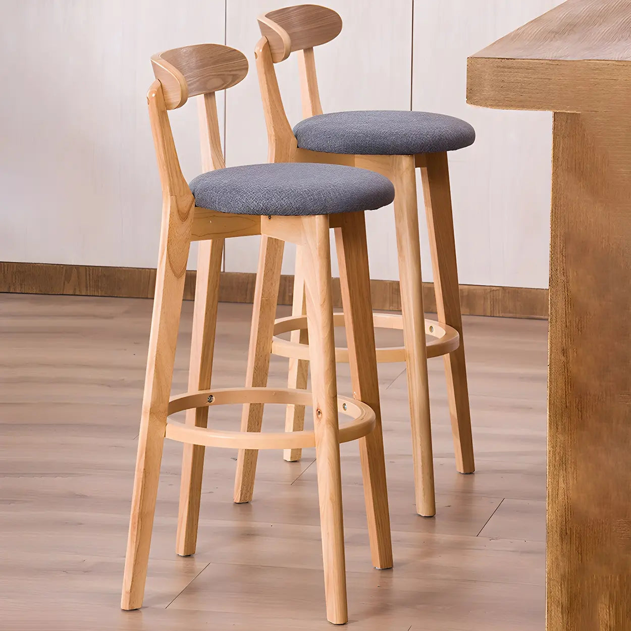 Cotton Backrest Wood Bar Stool