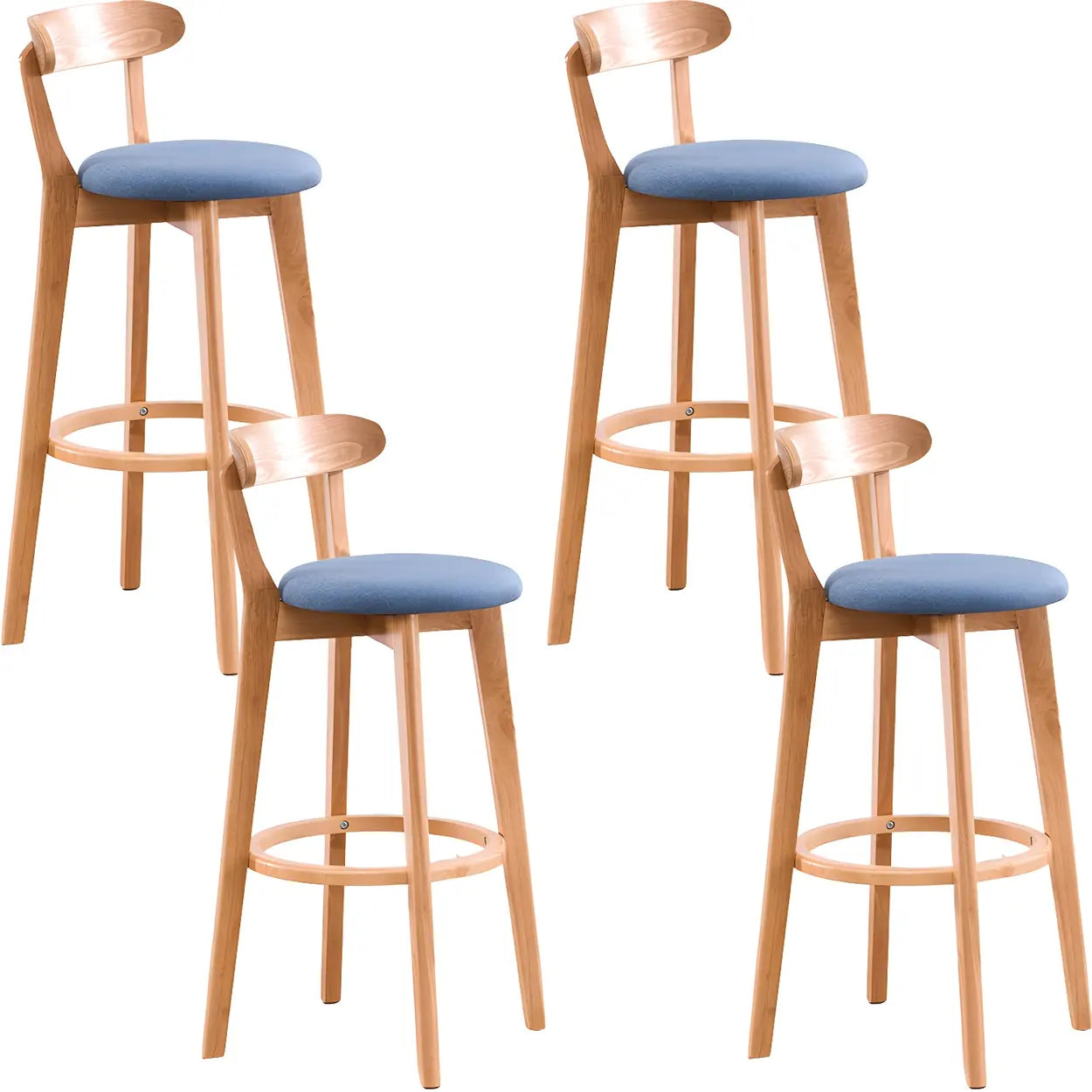 Cotton Backrest Wood Bar Stool