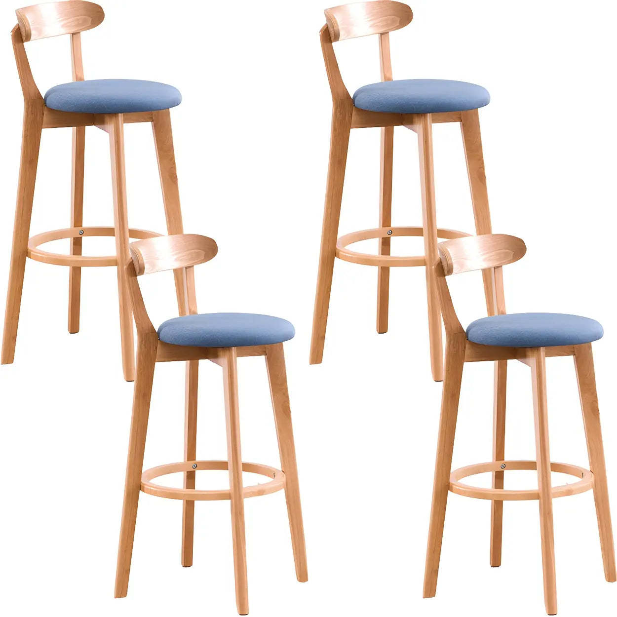 Cotton Backrest Wood Bar Stool