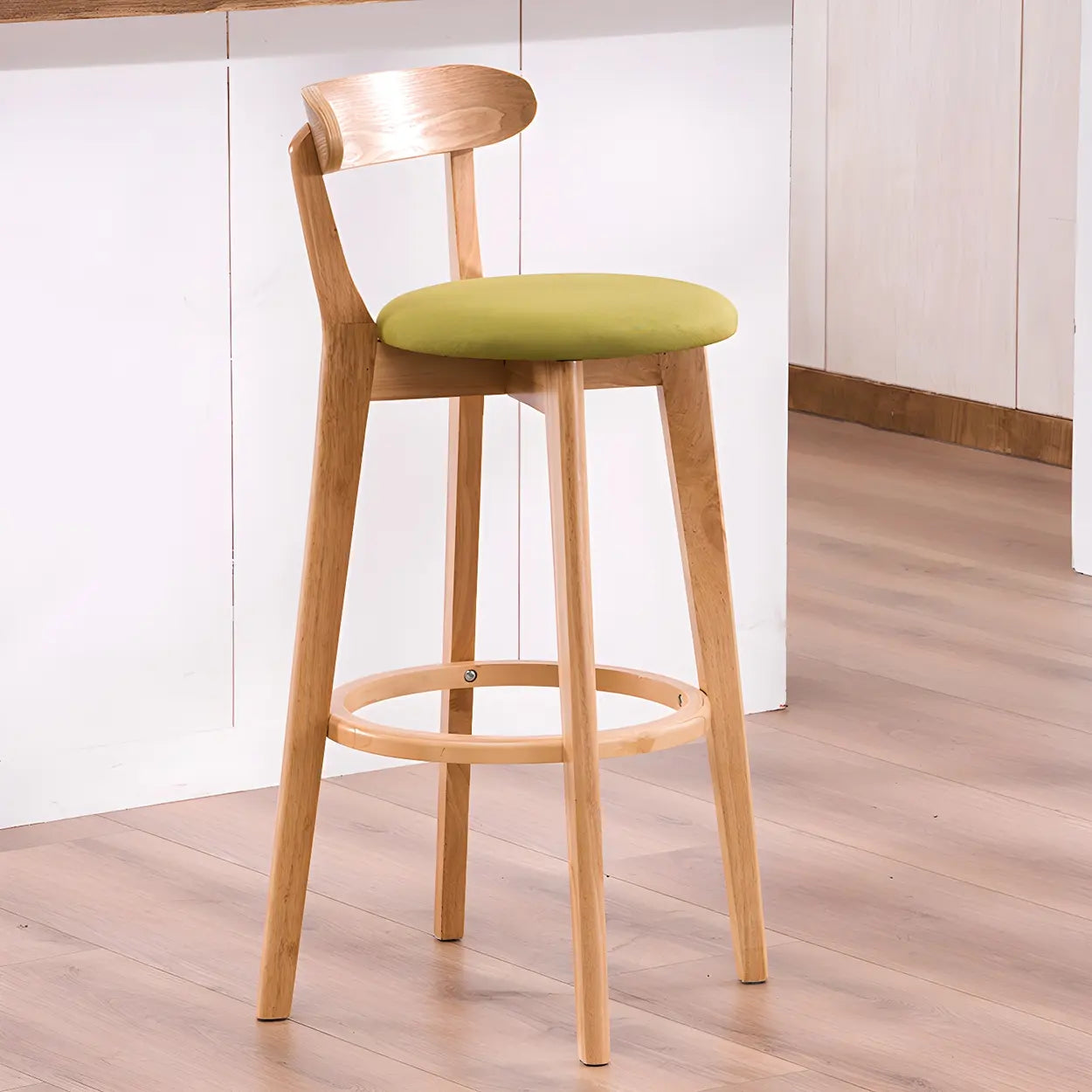 Cotton Backrest Wood Bar Stool