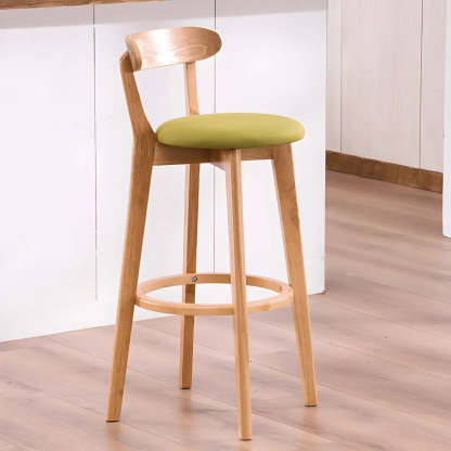 Cotton Backrest Wood Bar Stool