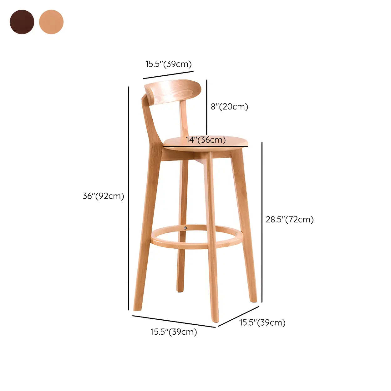 Cotton Backrest Wood Bar Stool