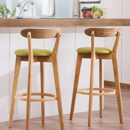 Cotton Backrest Wood Bar Stool