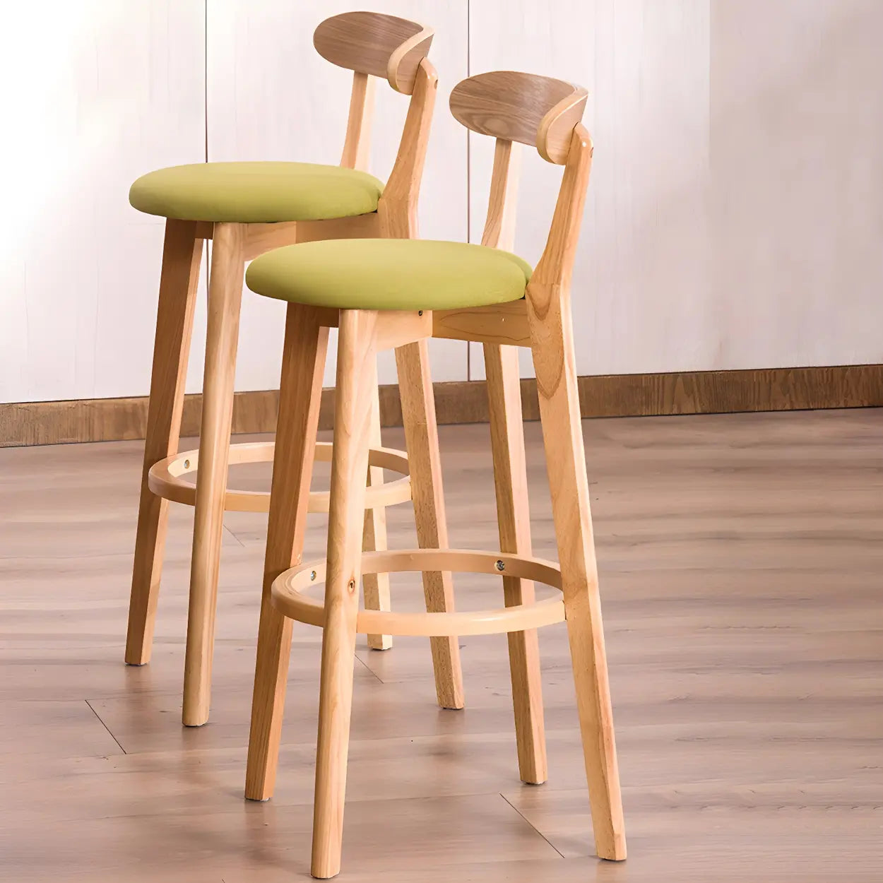 Cotton Backrest Wood Bar Stool