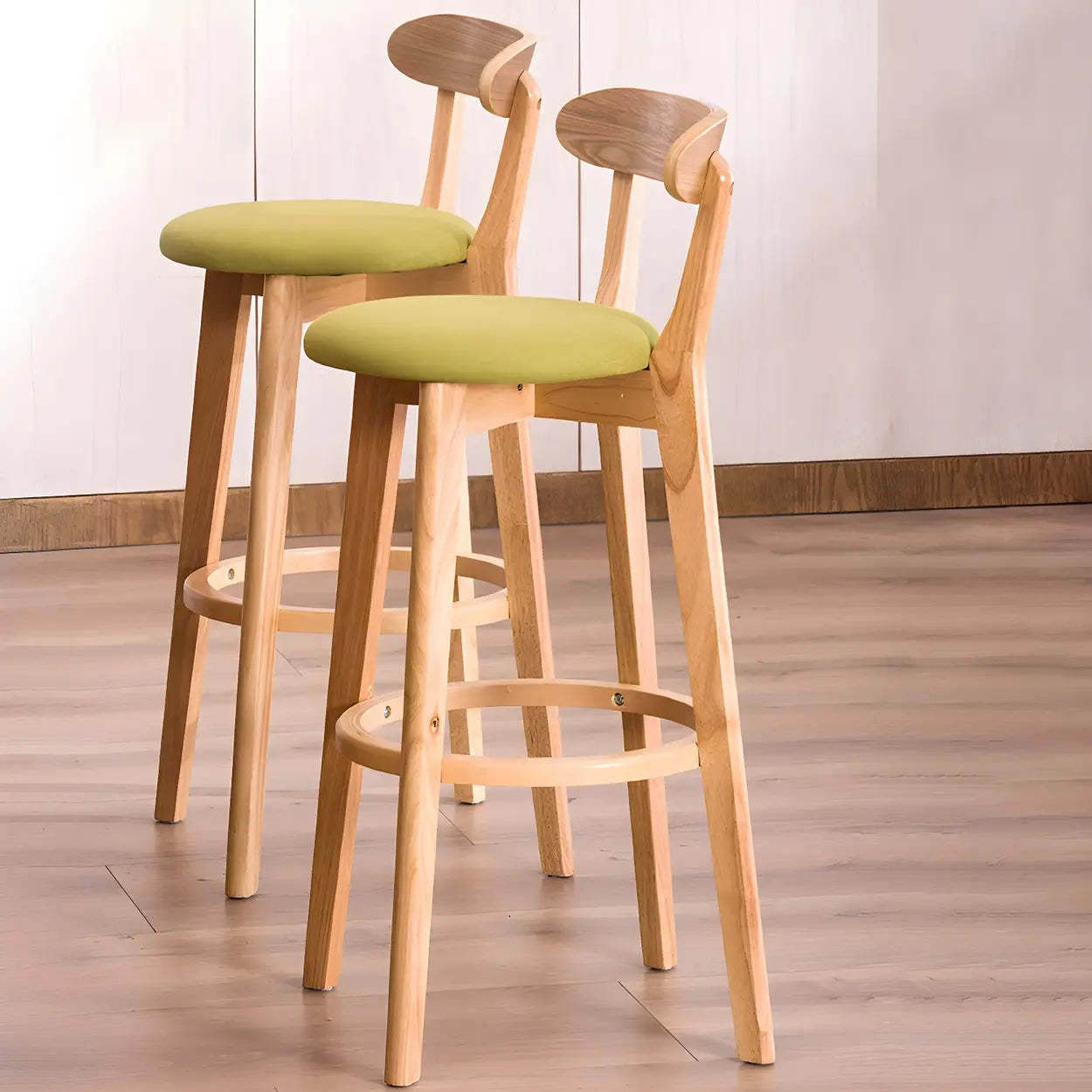 Cotton Backrest Wood Bar Stool