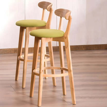 Cotton Backrest Wood Bar Stool