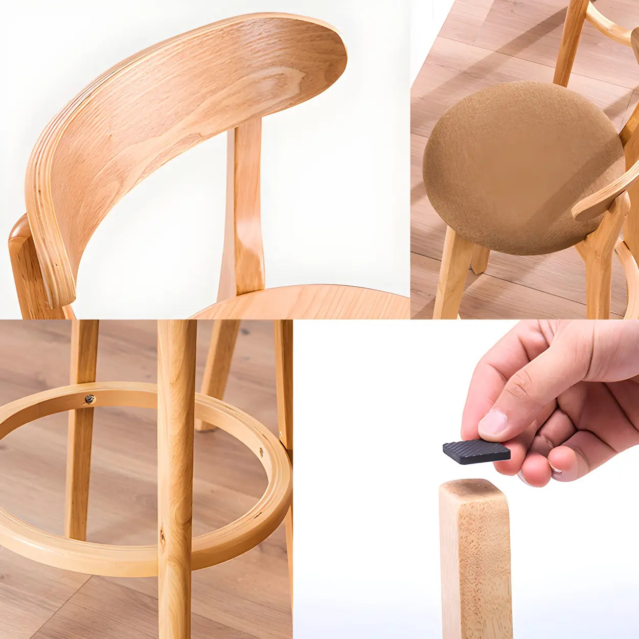 Cotton Backrest Wood Bar Stool