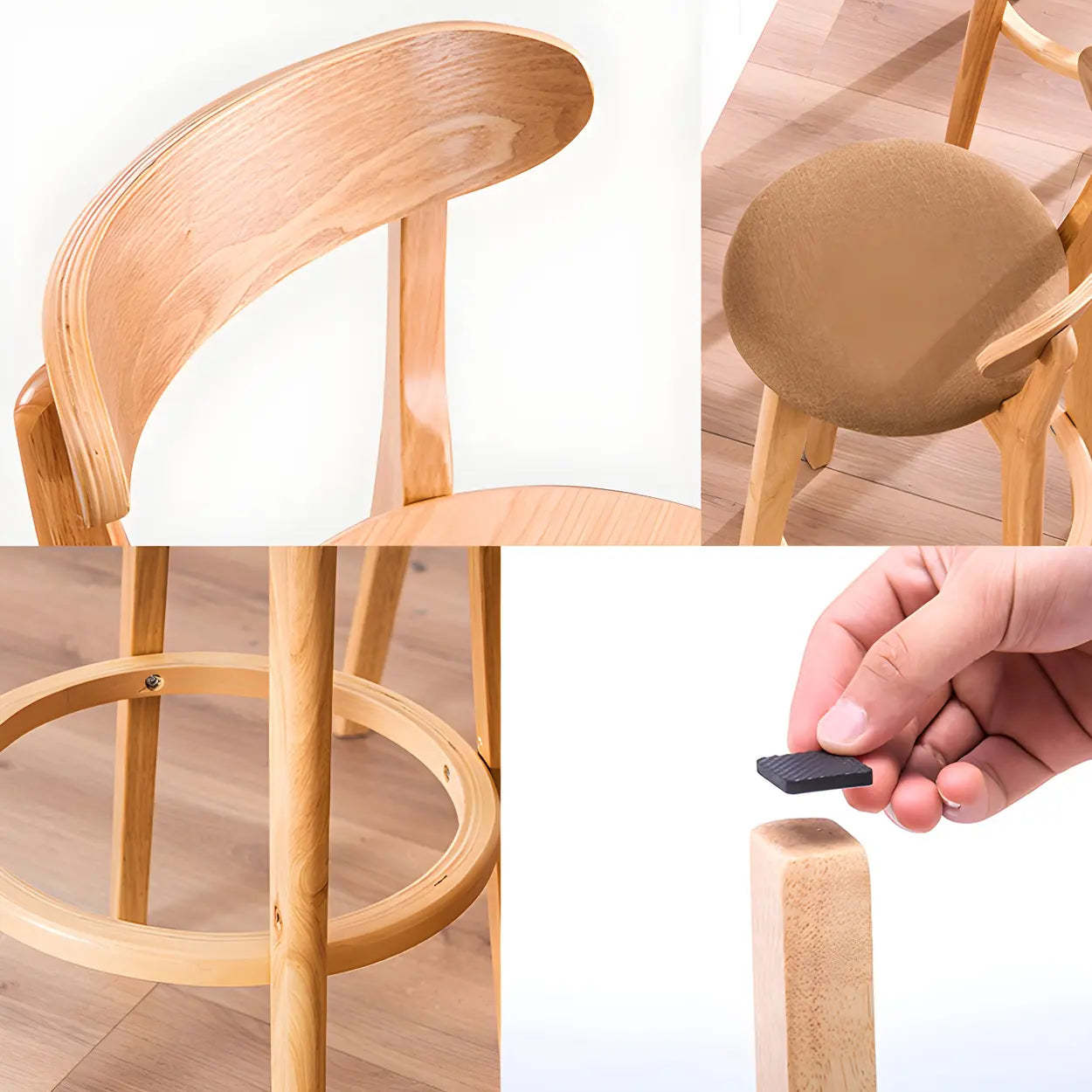 Cotton Backrest Wood Bar Stool