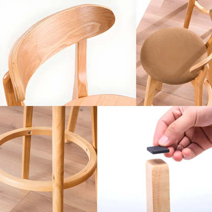 Cotton Backrest Wood Bar Stool