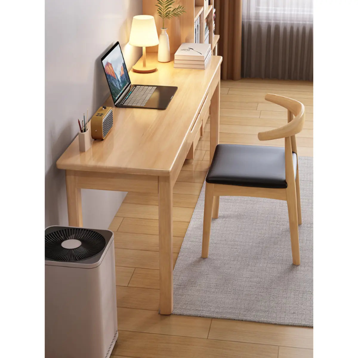 Natural Rubberwood Drawer Writing Desk