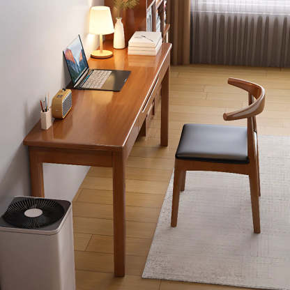 Natural Rubberwood Drawer Writing Desk — Without Chairs / Natural