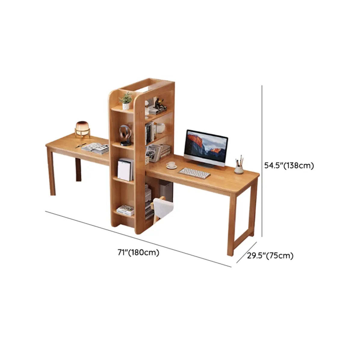 Natural Rubberwood Writing Desk with Side Storage