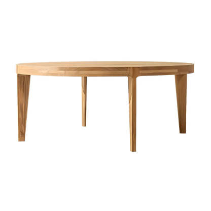 Natural Teak Wood Round Outdoor Coffee Table — Table Only