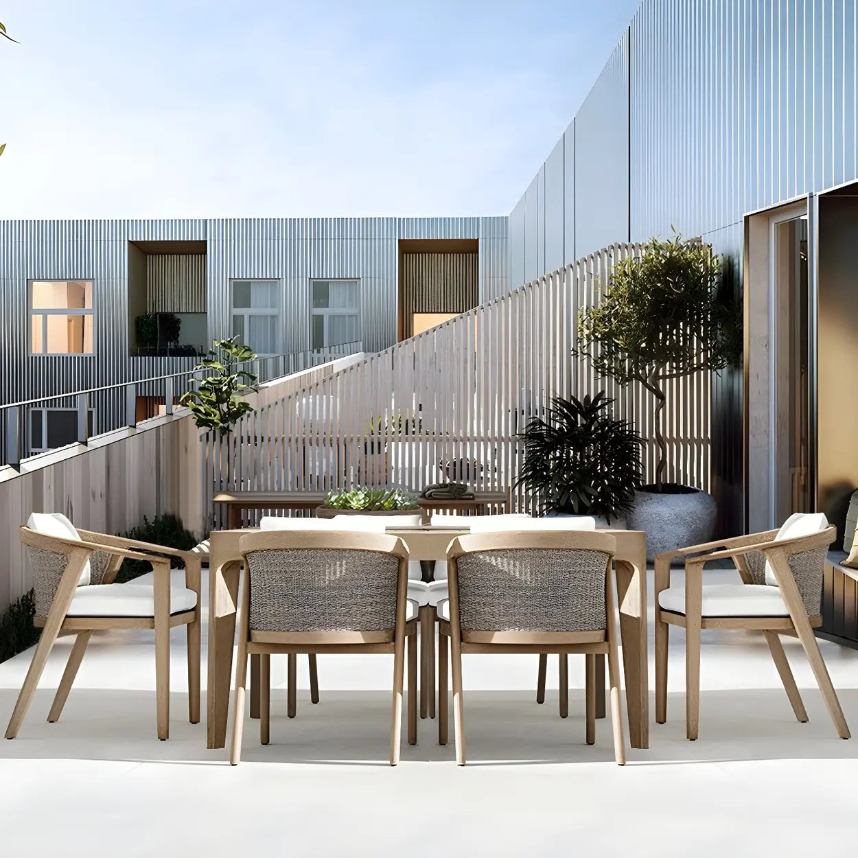 Natural Teak Wood Round Outdoor Coffee Table — Table Only