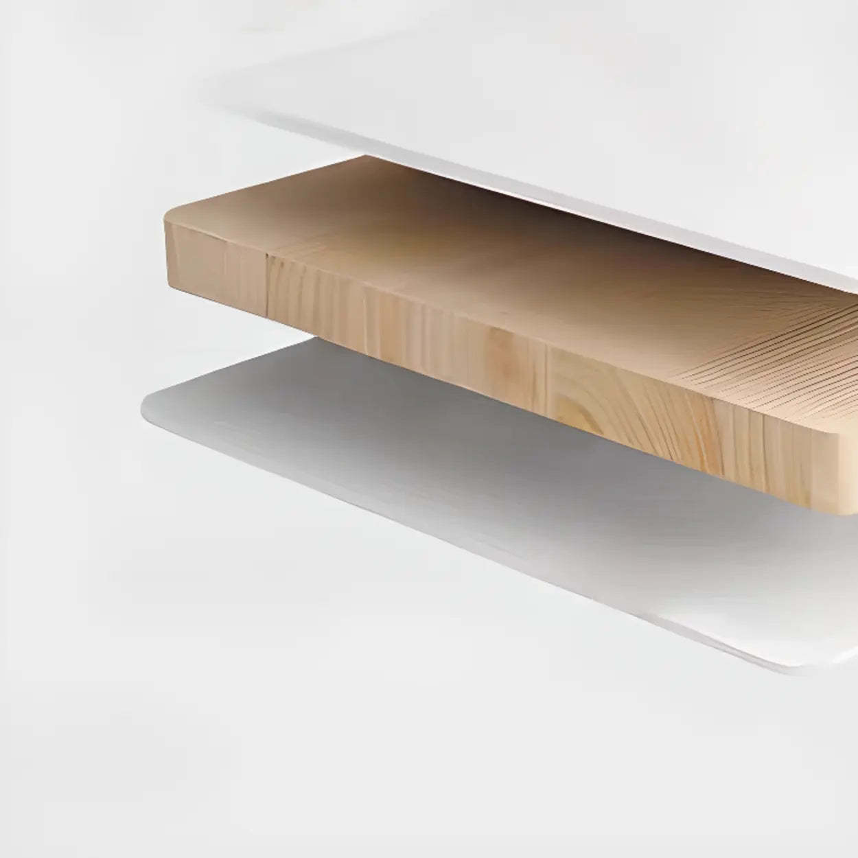 Natural Timber Computer Desk with Shelves