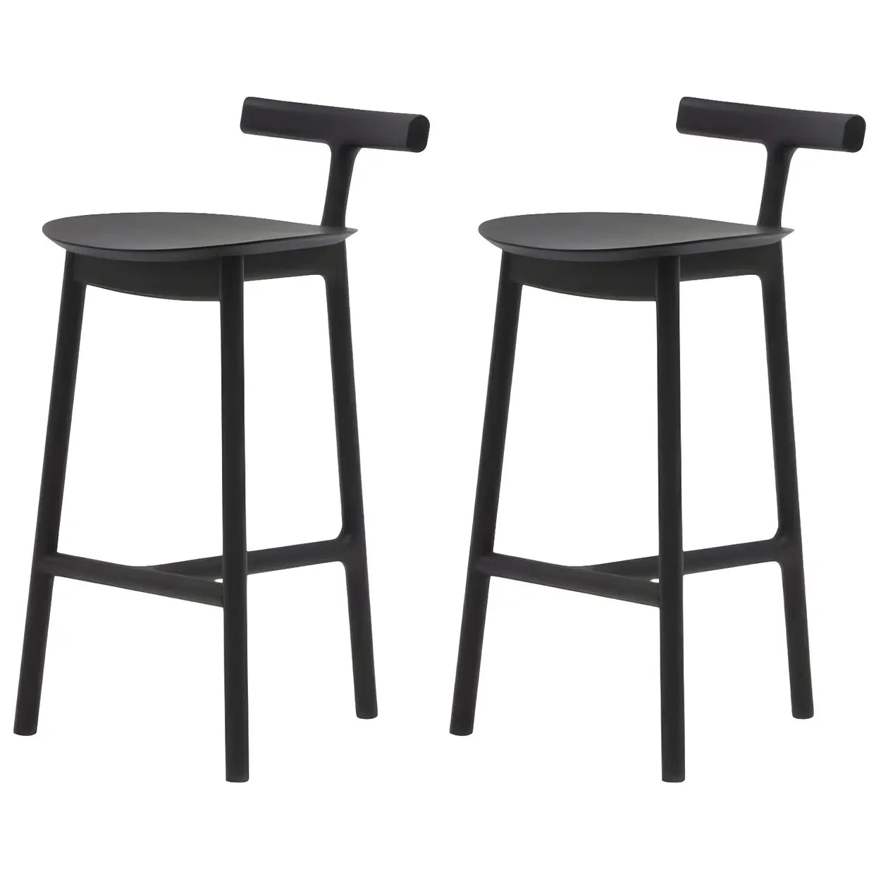 Nordic fabric-seat armless wood bar & counter stools, Lighom — Counter Stool (23.5"H) / Black / Set of 2