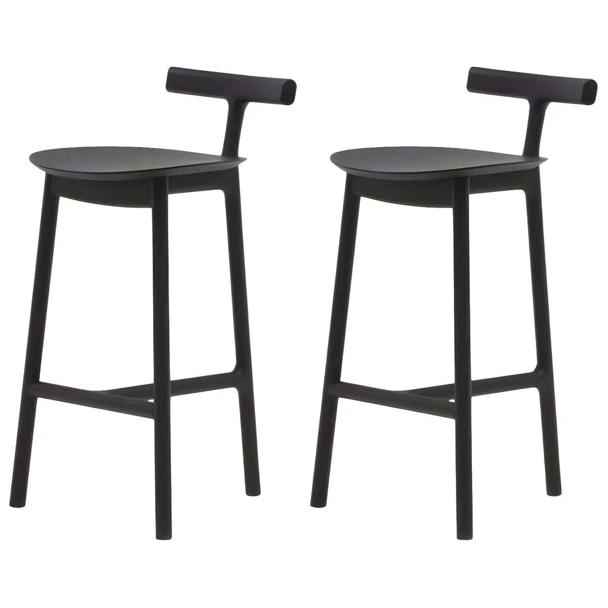 Nordic fabric-seat armless wood bar & counter stools, Lighom — Counter Stool (23.5"H) / Black / Set of 2
