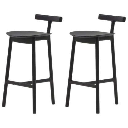 Nordic fabric-seat armless wood bar & counter stools, Lighom — Counter Stool (23.5"H) / Black / Set of 2