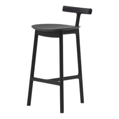Tripod Wood Armless Fabric-Seat Bar Stool — Black / 1 Piece