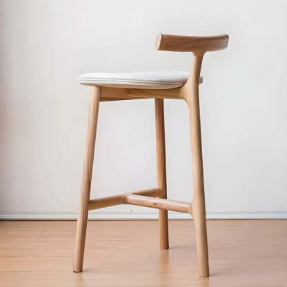 Tripod Wood Armless Fabric-Seat Bar Stool — Black / 1 Piece