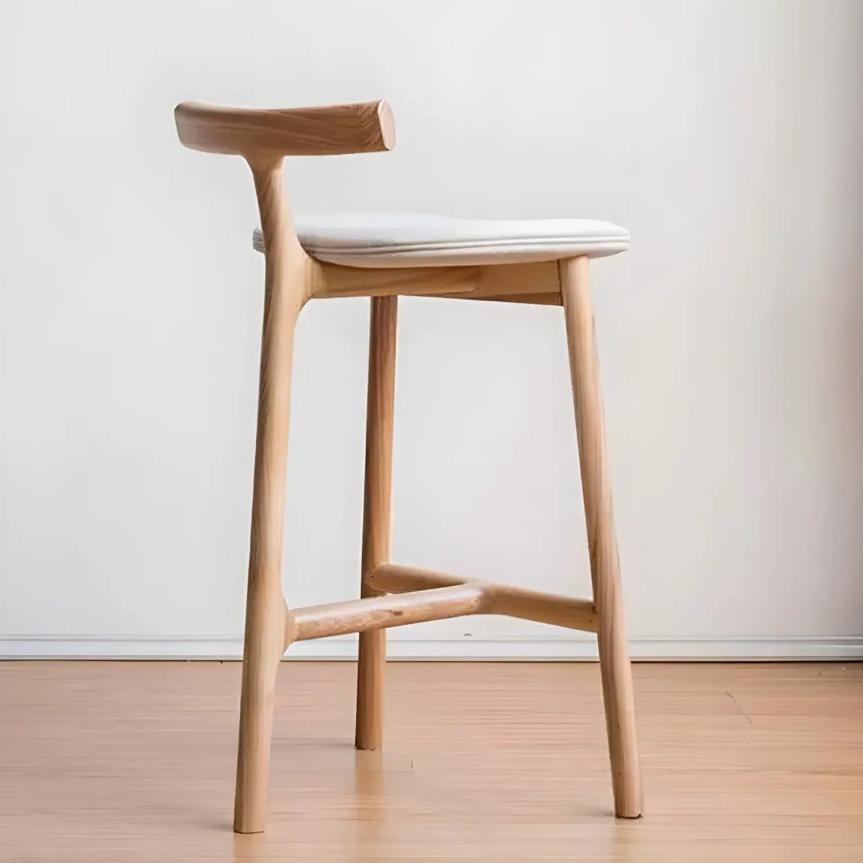 Tripod Wood Armless Fabric-Seat Bar Stool — Black / 1 Piece