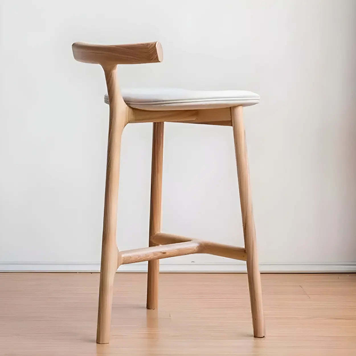 Tripod Wood Armless Fabric-Seat Bar Stool — Black / 1 Piece