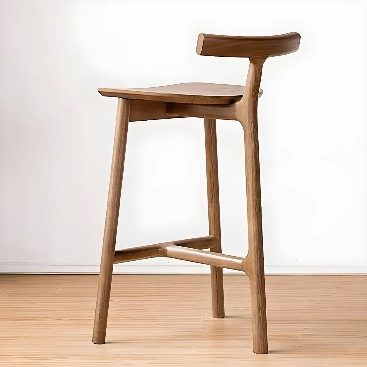 Tripod Wood Armless Fabric-Seat Bar Stool — Black / 1 Piece