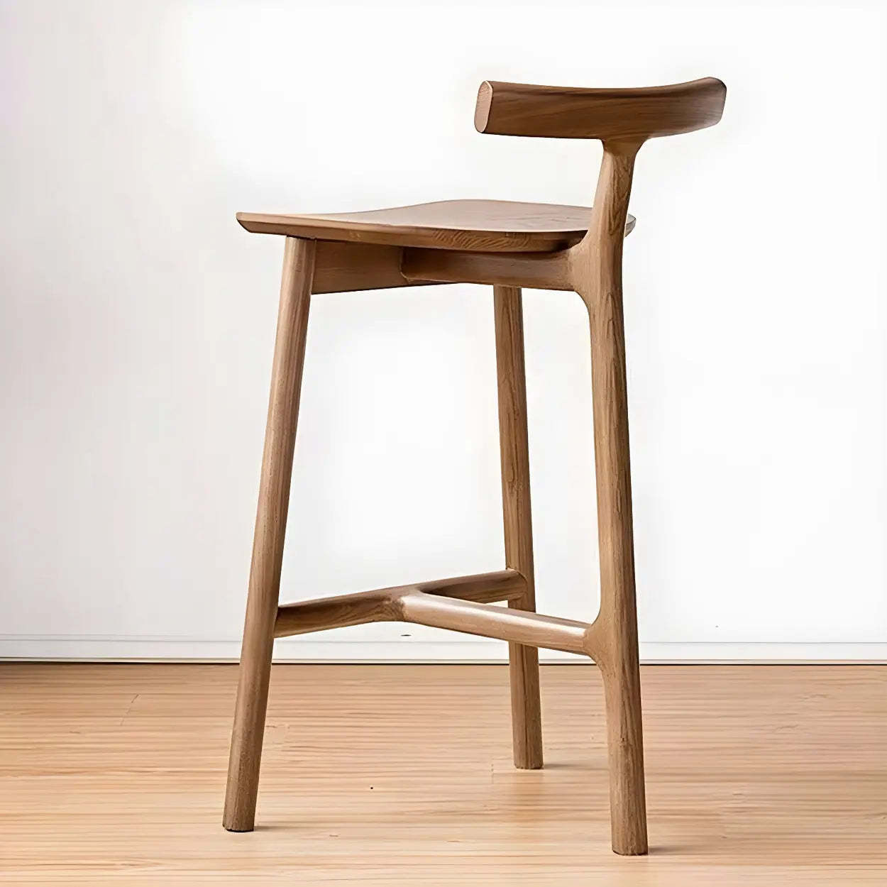 Tripod Wood Armless Fabric-Seat Bar Stool — Black / 1 Piece