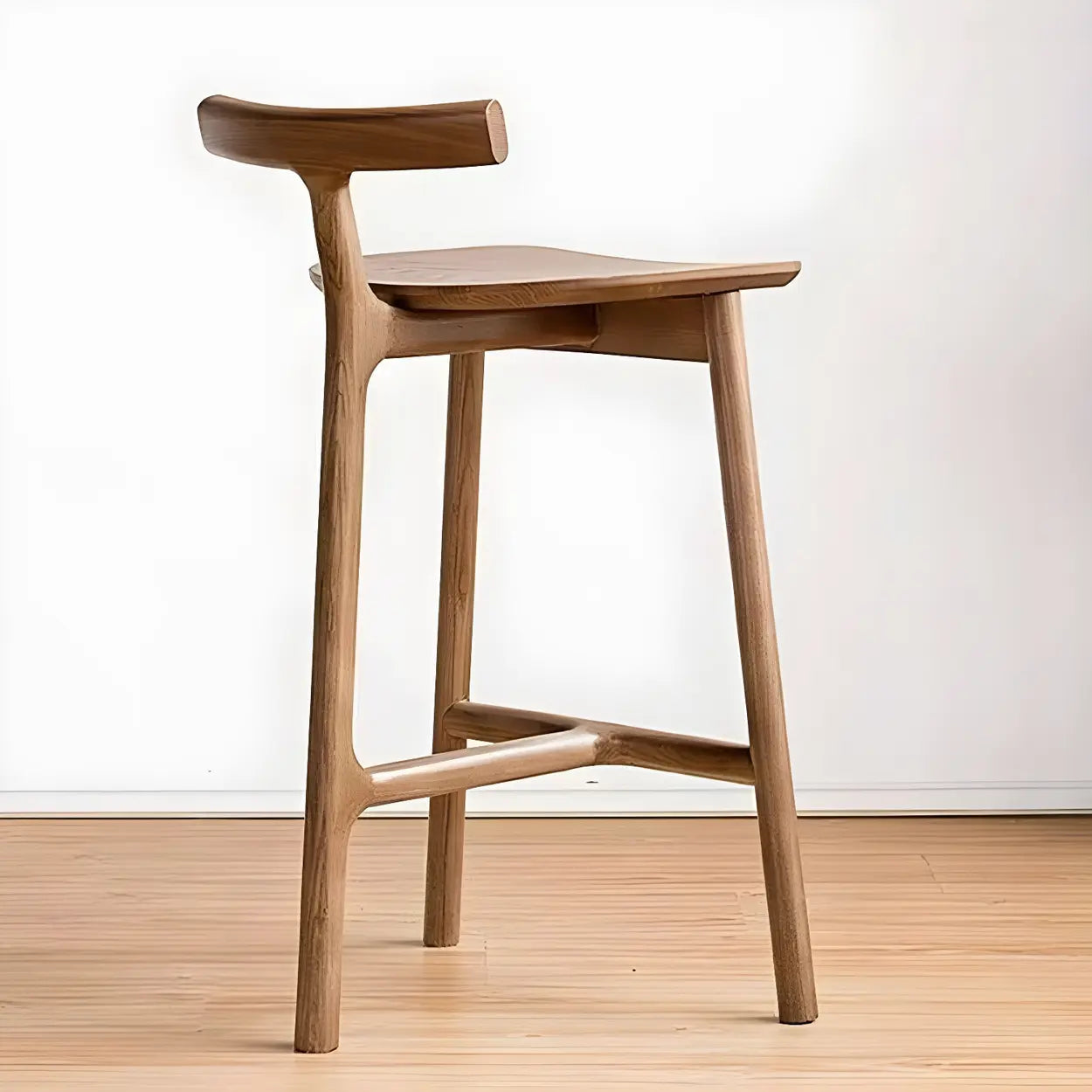 Nordic armless tripod wood bar & counter stools — Short Stool(22"H) / Nut & Brown / Set of 2