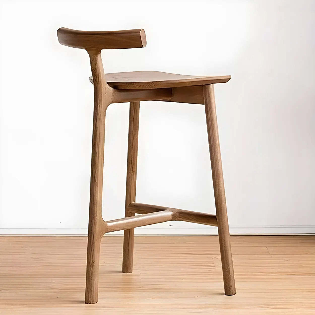 Nordic armless tripod wood bar & counter stools — Short Stool(22"H) / Nut & Brown / Set of 2