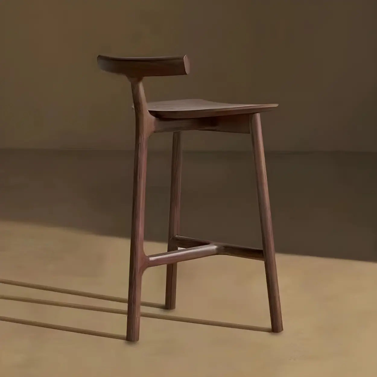 Tripod Wood Armless Fabric-Seat Bar Stool — Black / 2 Piece Set