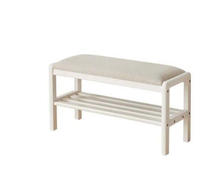 Upholstered Entryway Bench with Shoe Shelf