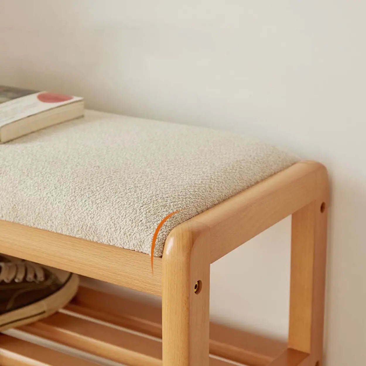 Upholstered Entryway Bench with Shoe Shelf