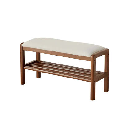Upholstered Entryway Bench with Shoe Shelf