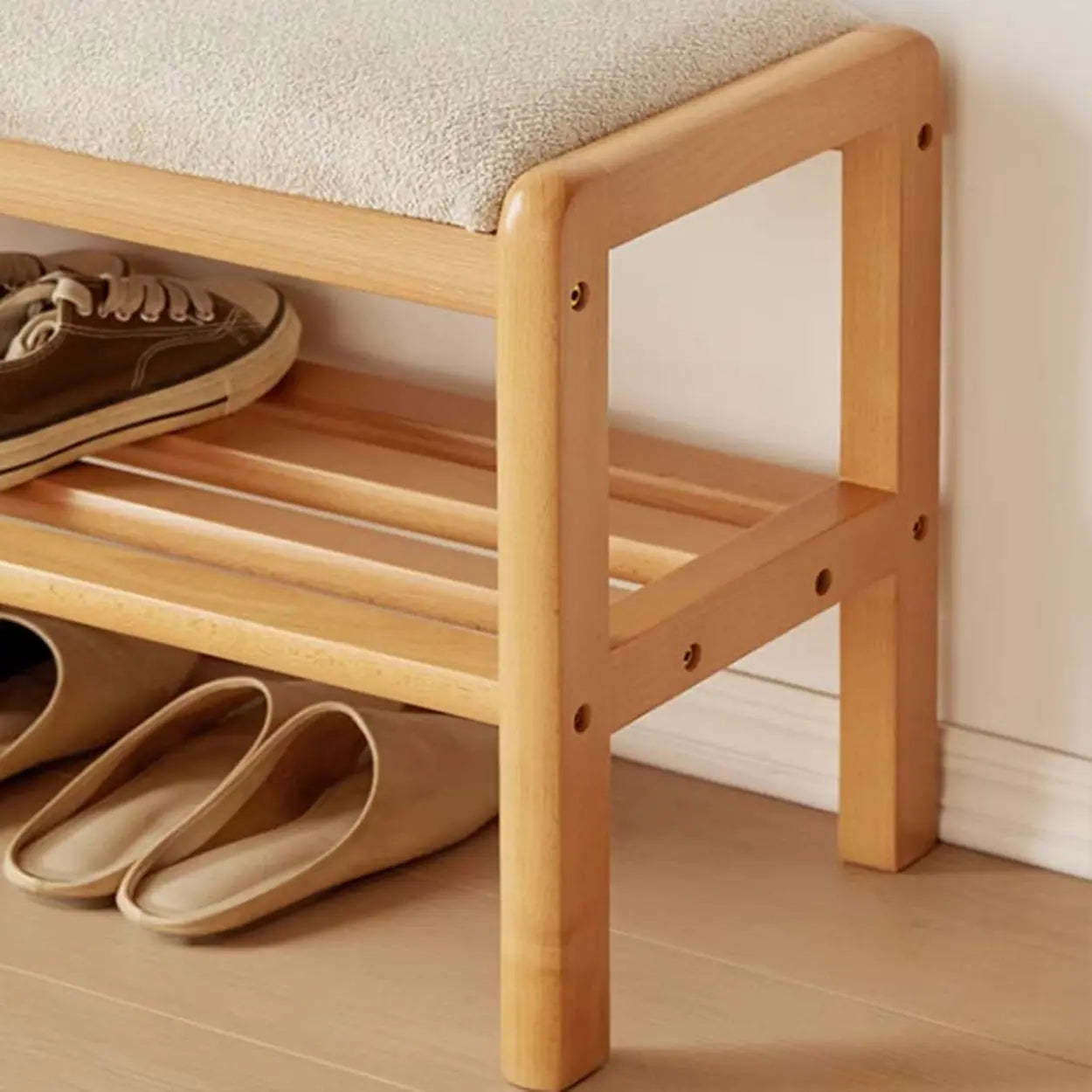 Upholstered Entryway Bench with Shoe Shelf