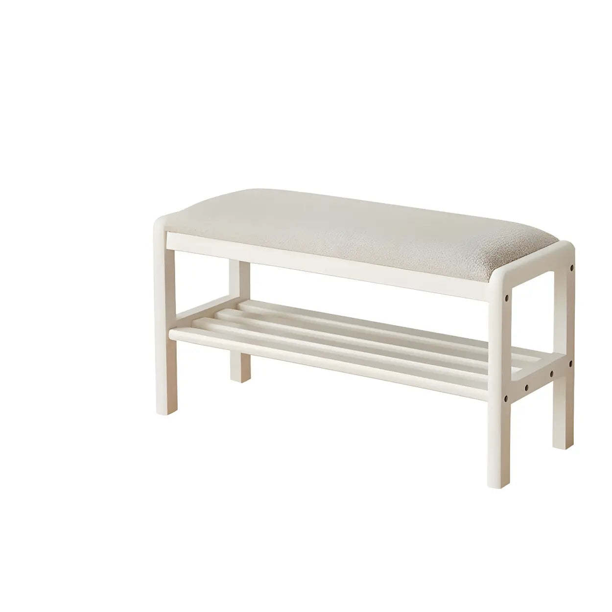 Upholstered Entryway Bench with Shoe Shelf — Walnut