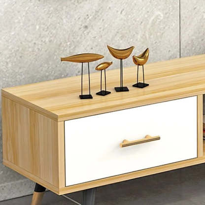 Natural-White Open Storage Drawer TV Stand