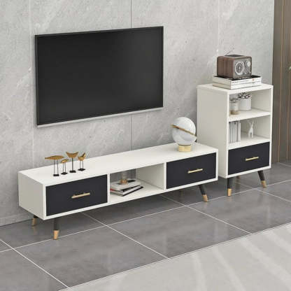 Natural-White Open Storage Drawer TV Stand