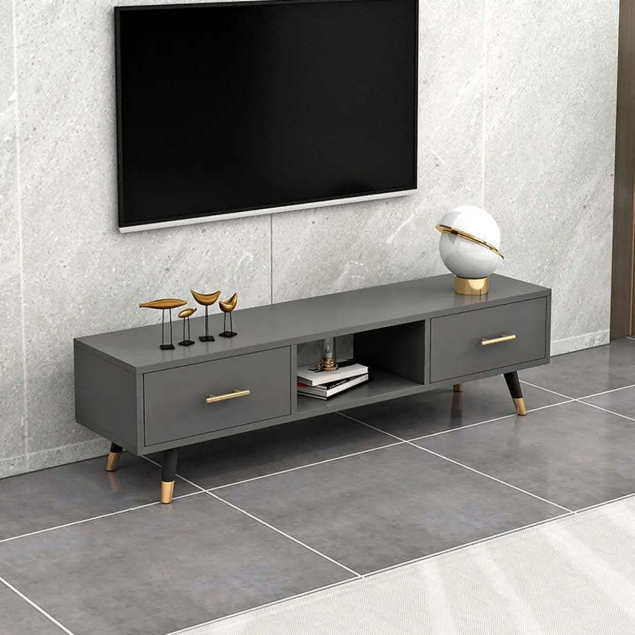 Nordic stand storage tv stands in glass — Dark Gray