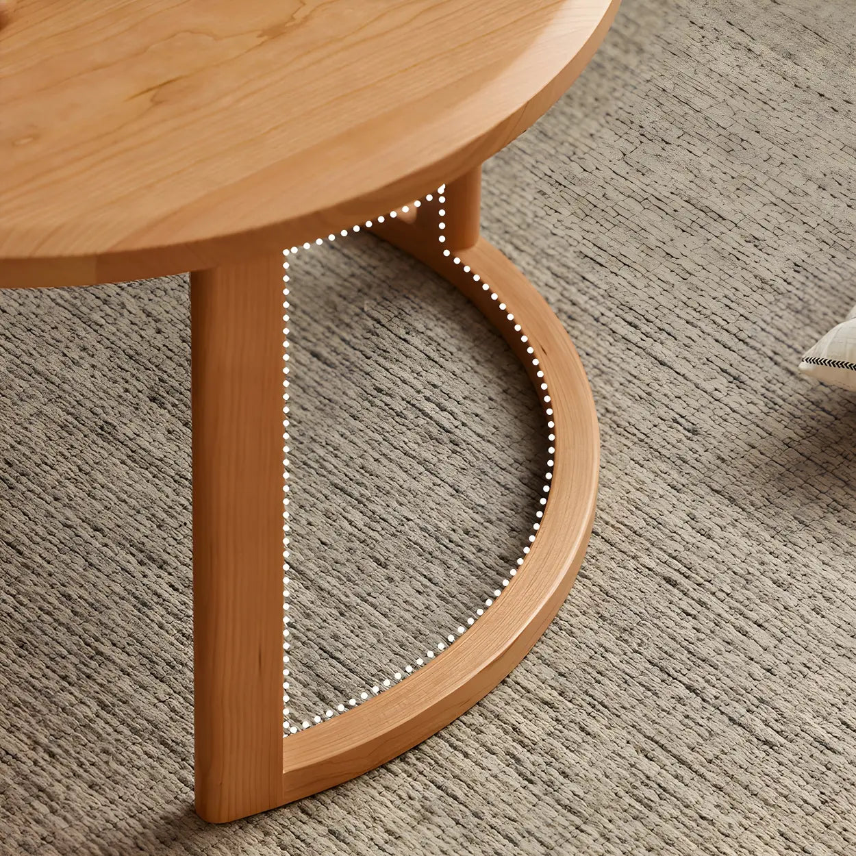 Natural-White Wood Round Storage Coffee Table