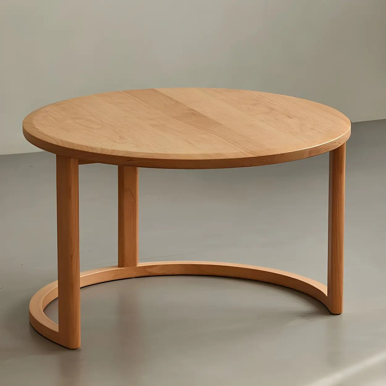Natural-White Wood Round Storage Coffee Table