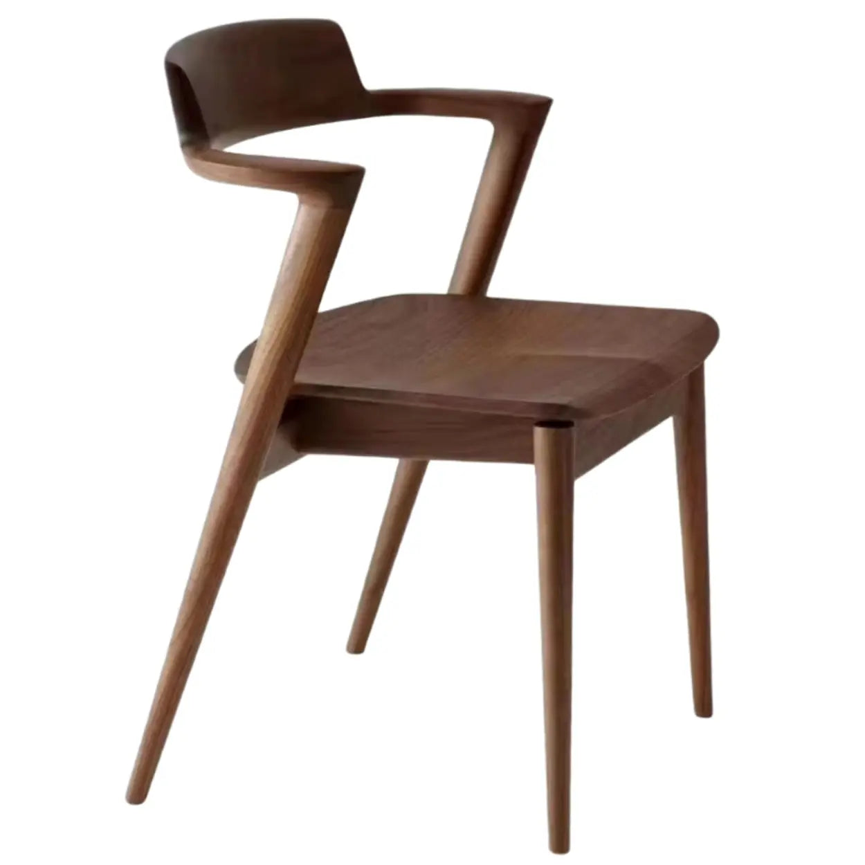 Natural Walnut Wood Armless Faux Leather Dining Chair — Walnut