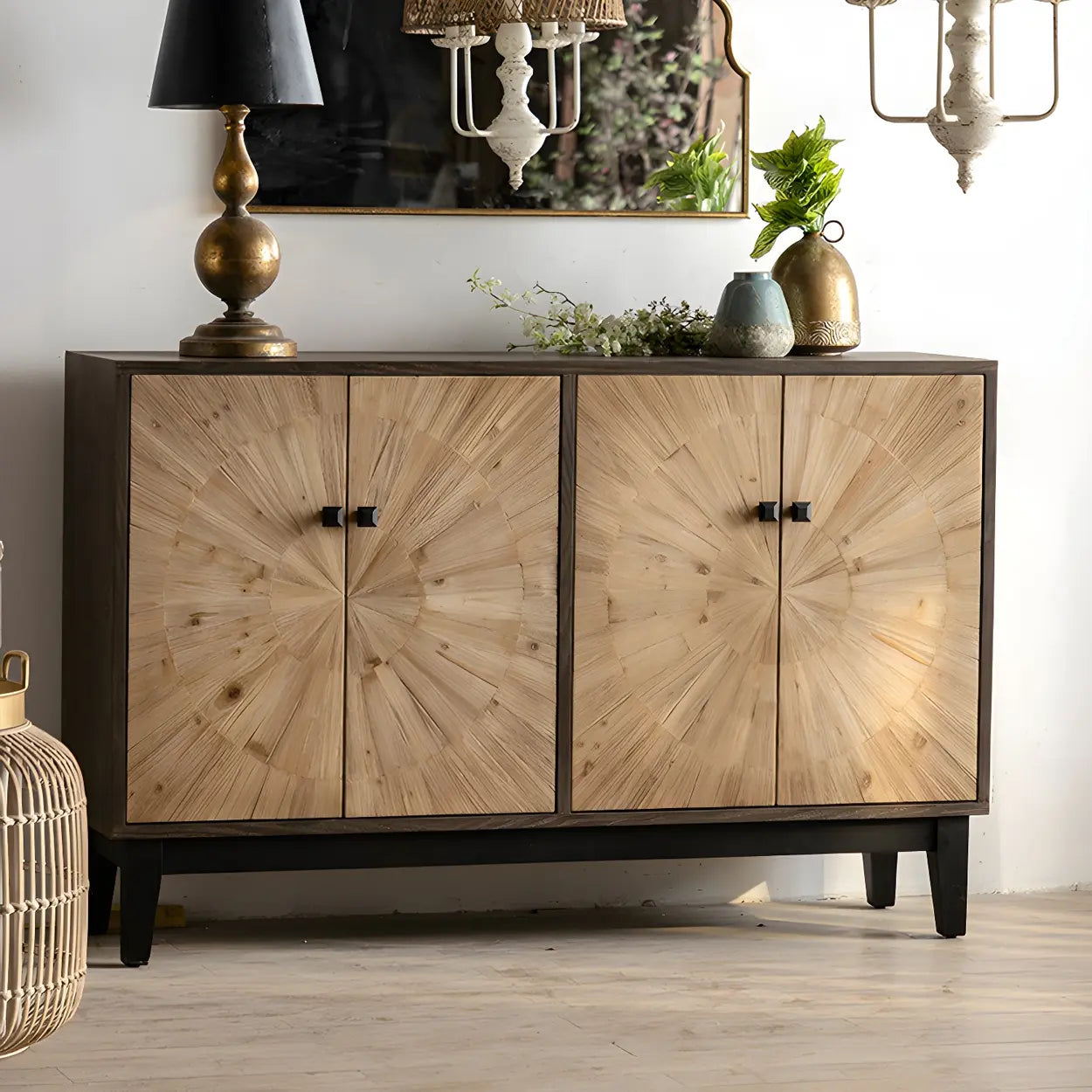 Natural Wood Black-Base Horizontal Chest