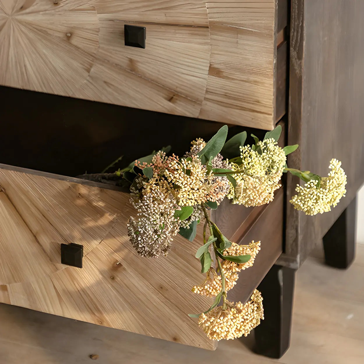 Natural Wood Black-Base Horizontal Chest