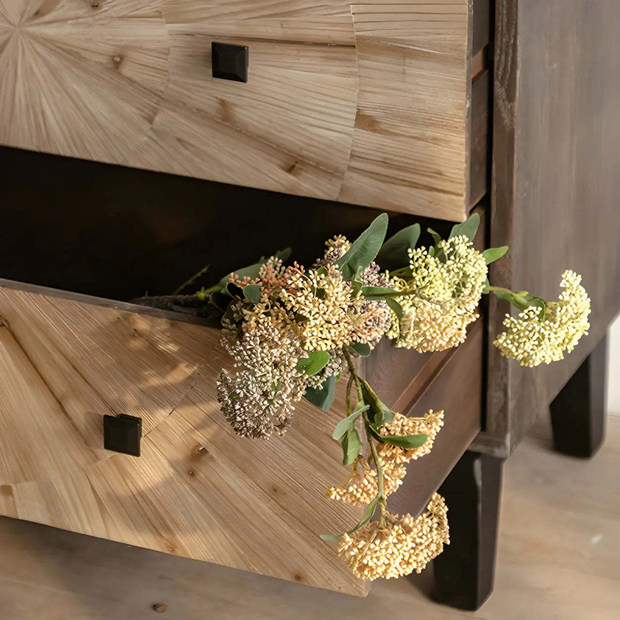 Natural Wood Black-Base Horizontal Chest