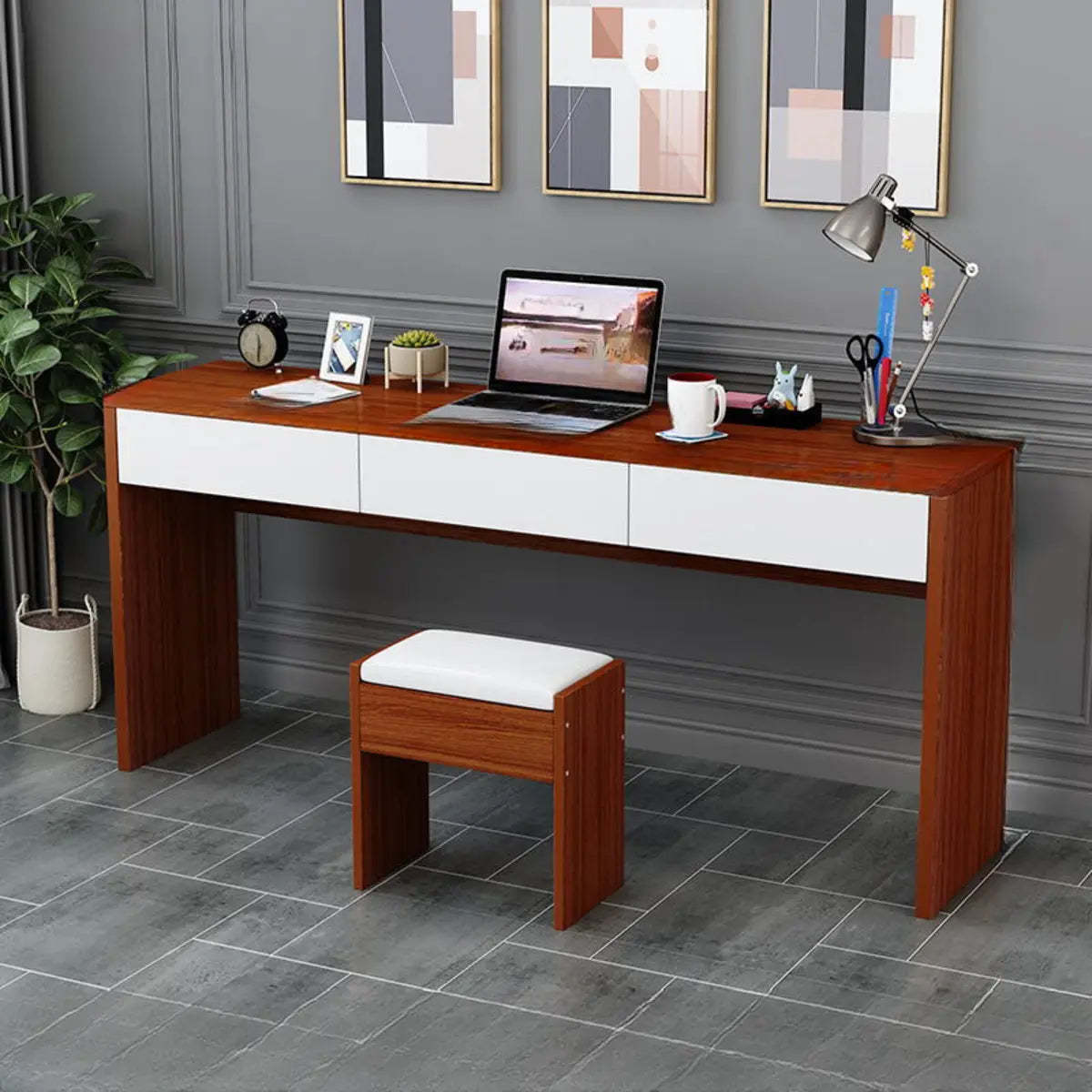 Natural Wood Drawer Medium Sled Writing Desk — Without Chairs / Natural