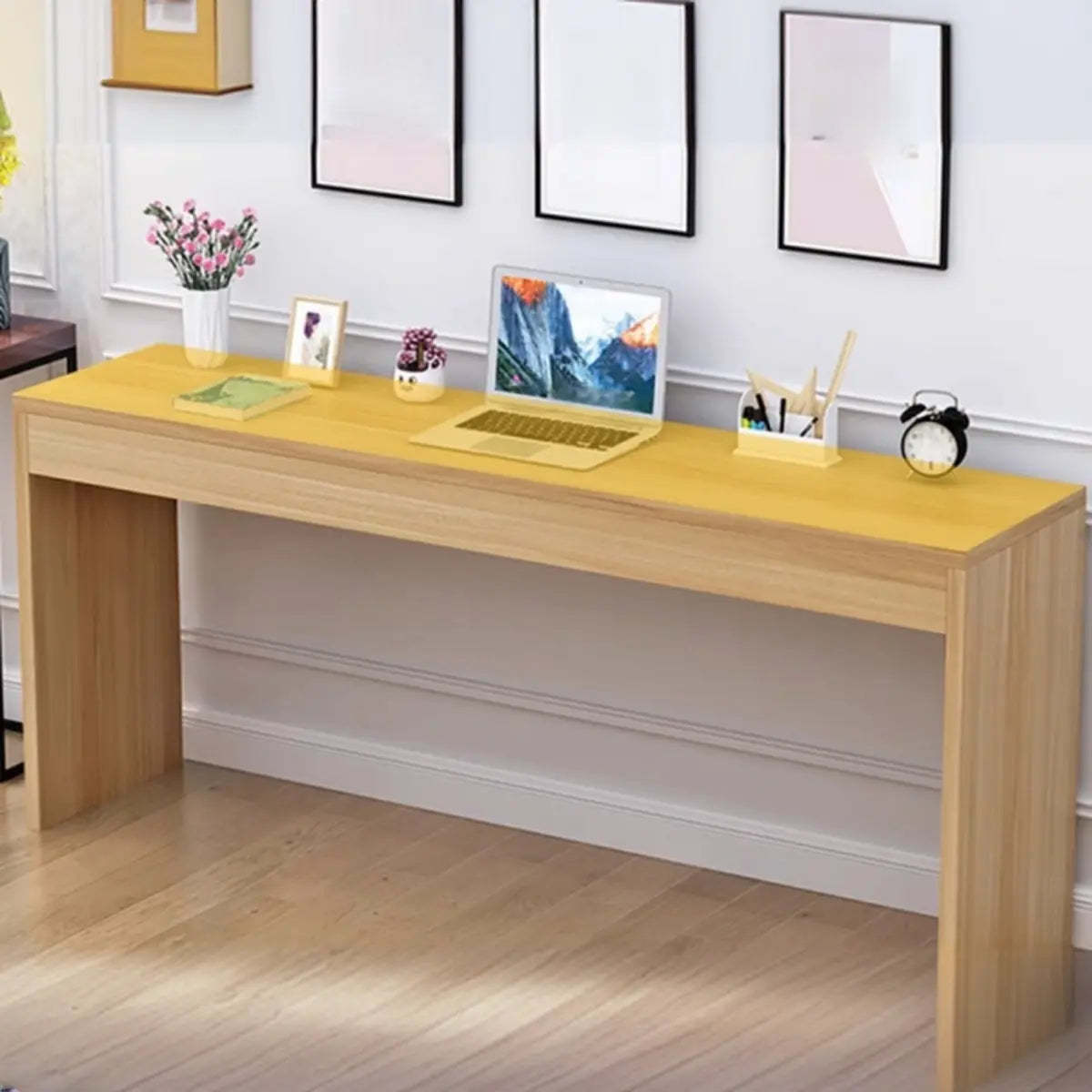 Natural Wood Drawer Medium Sled Writing Desk — Without Chairs / White