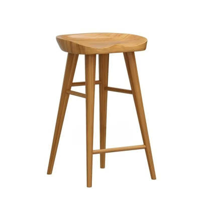 Natural Wood Saddle Backless Bar Stool